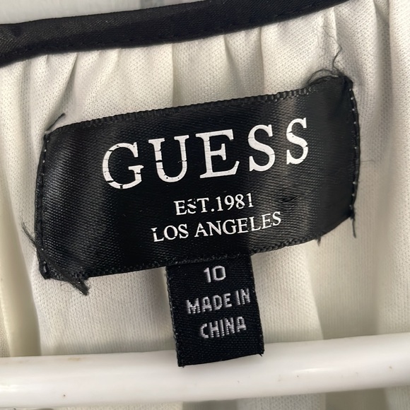 GUESS Women’s Cocktail Dress Chevron Print Black & Cream Size 10 Sheer Lined - Picture 5 of 10